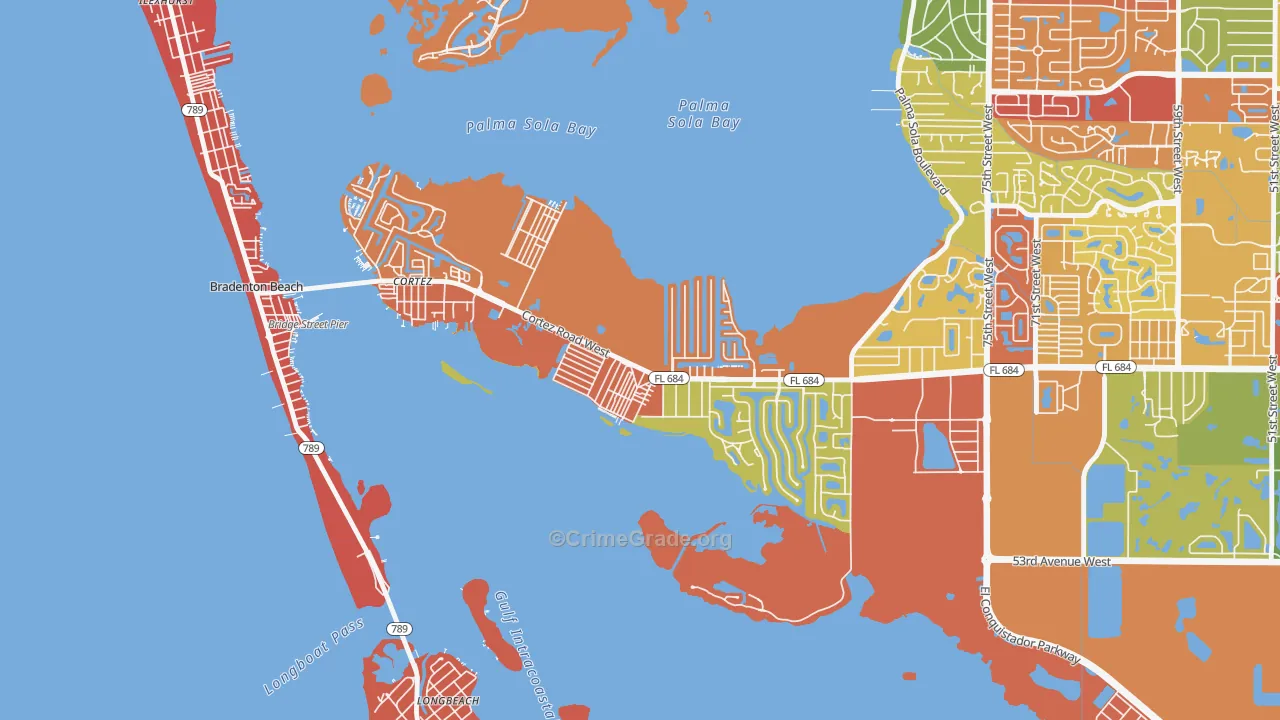 Cortez, Bradenton, FL Map of Arson Rates