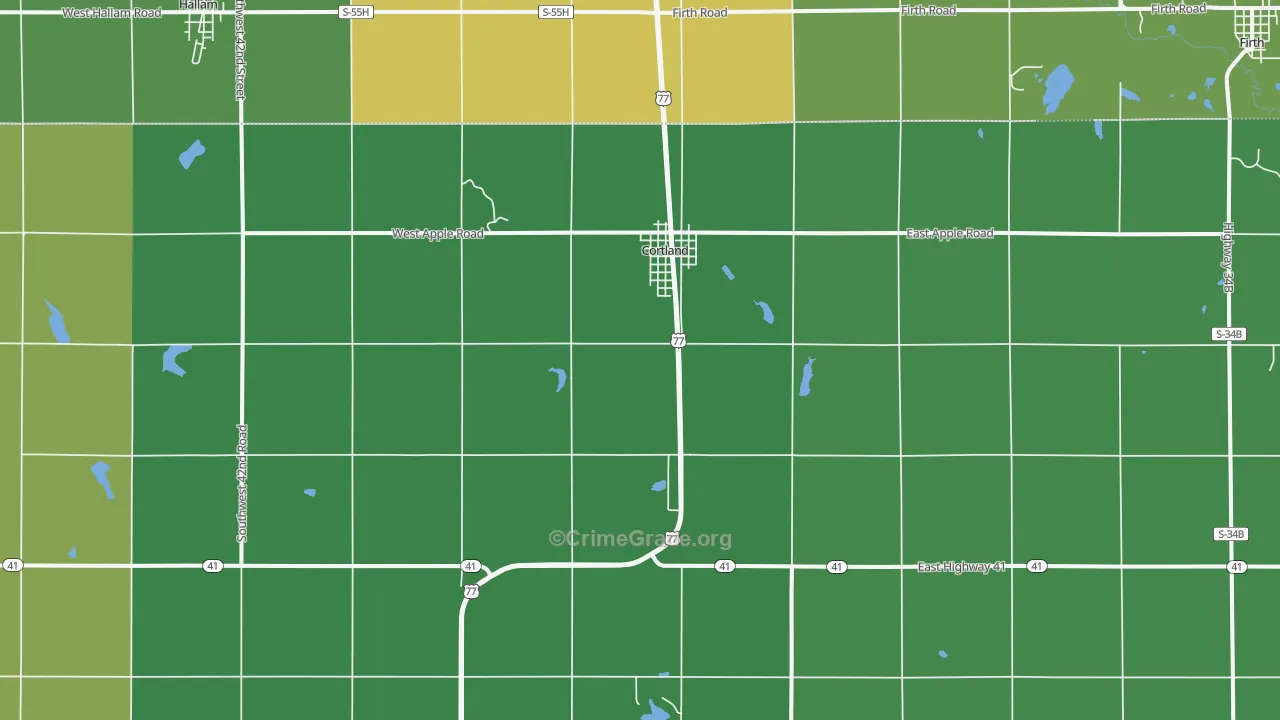 Cortland, NE Map of Arson Rates