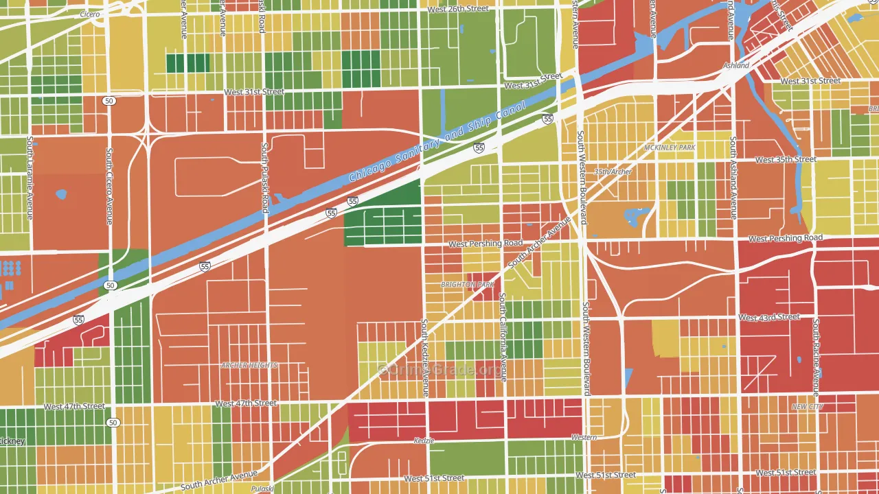 Corwith, Chicago, IL Map of Arson Rates