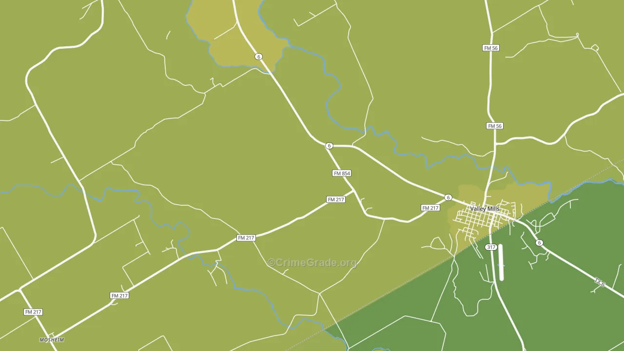 Coryell, TX Map of Arson Rates