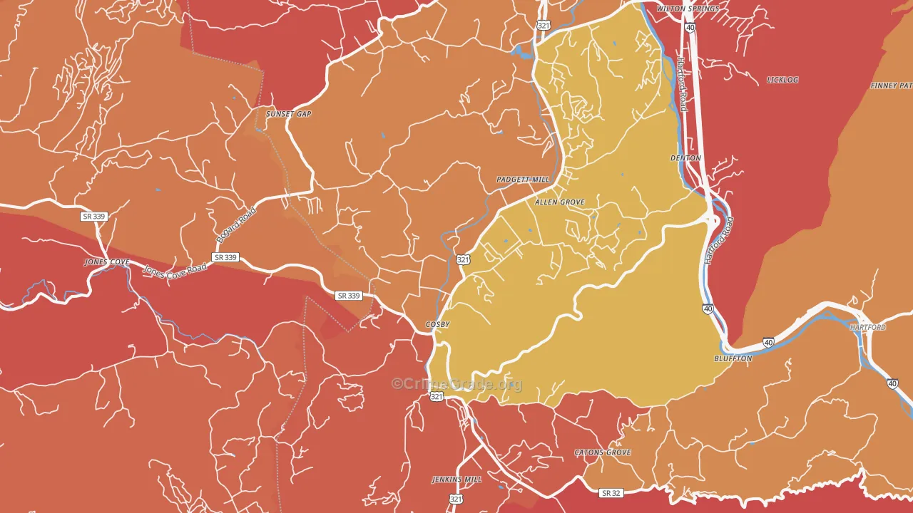 Cosby, TN Map of Arson Rates