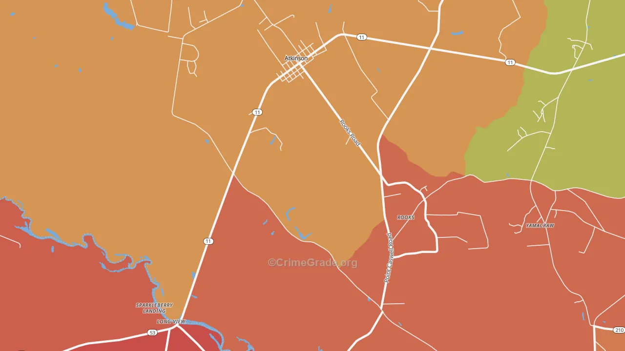 Costin, NC Map of Arson Rates