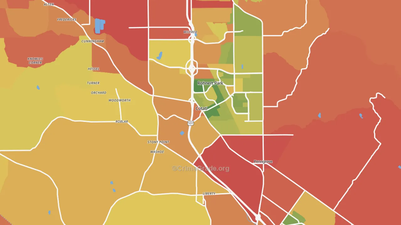 Cotati, CA Map of Arson Rates