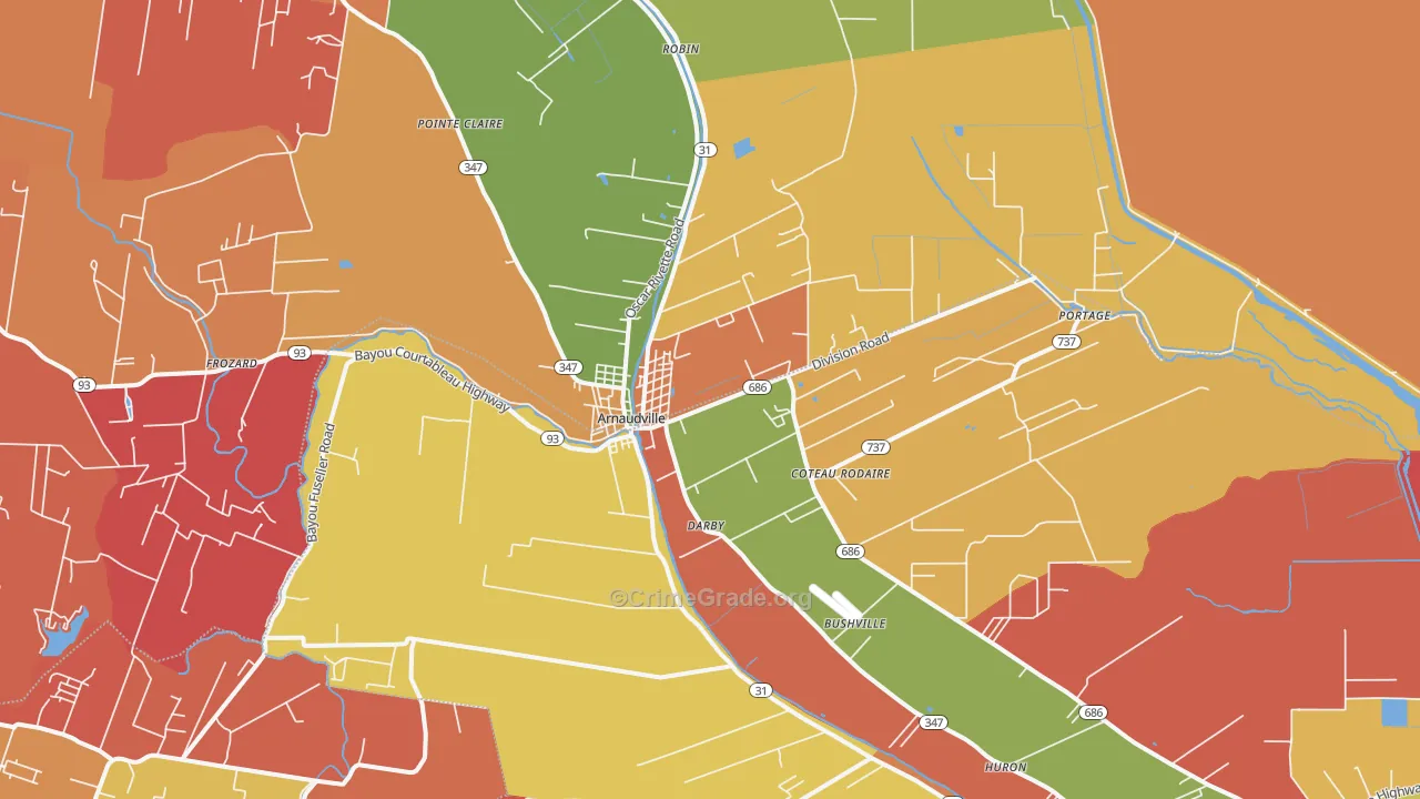 Coteau Rodaire, LA Map of Arson Rates