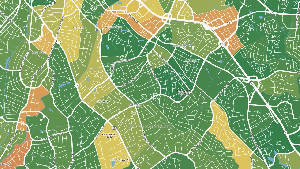 Cotswold, Charlotte, NC Map of Arson Rates