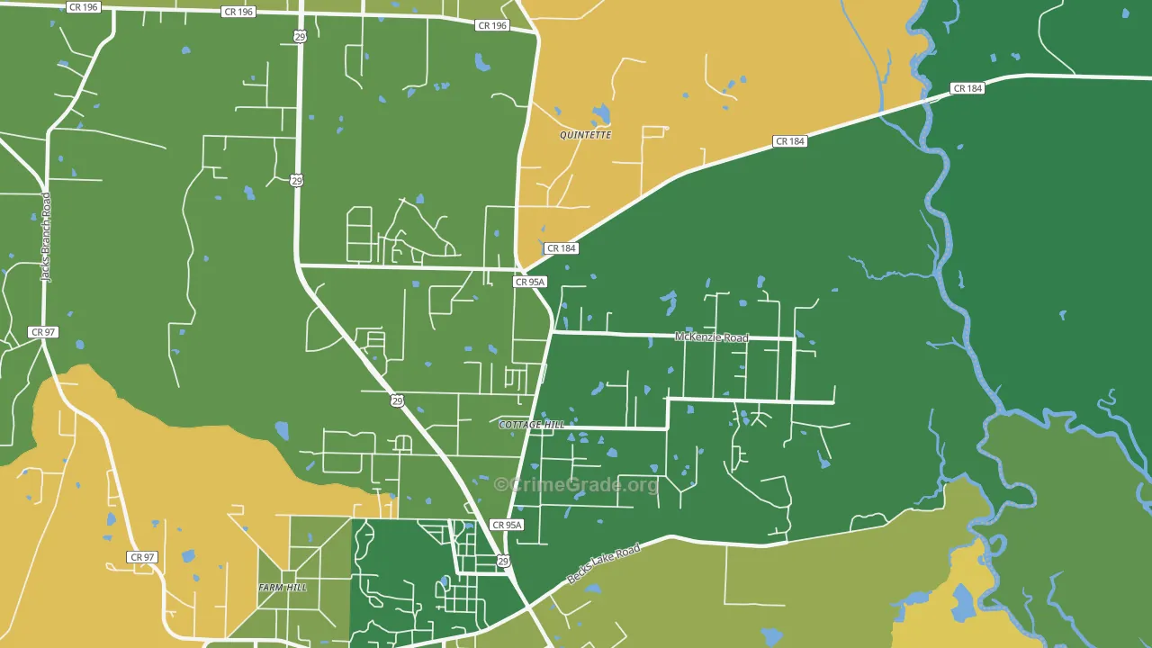 Cottage Hill, FL Map of Arson Rates