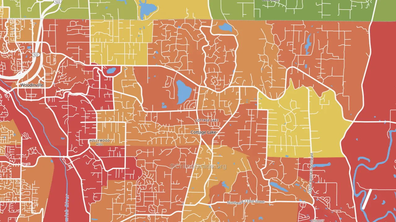 Cottage Lake, WA Map of Arson Rates