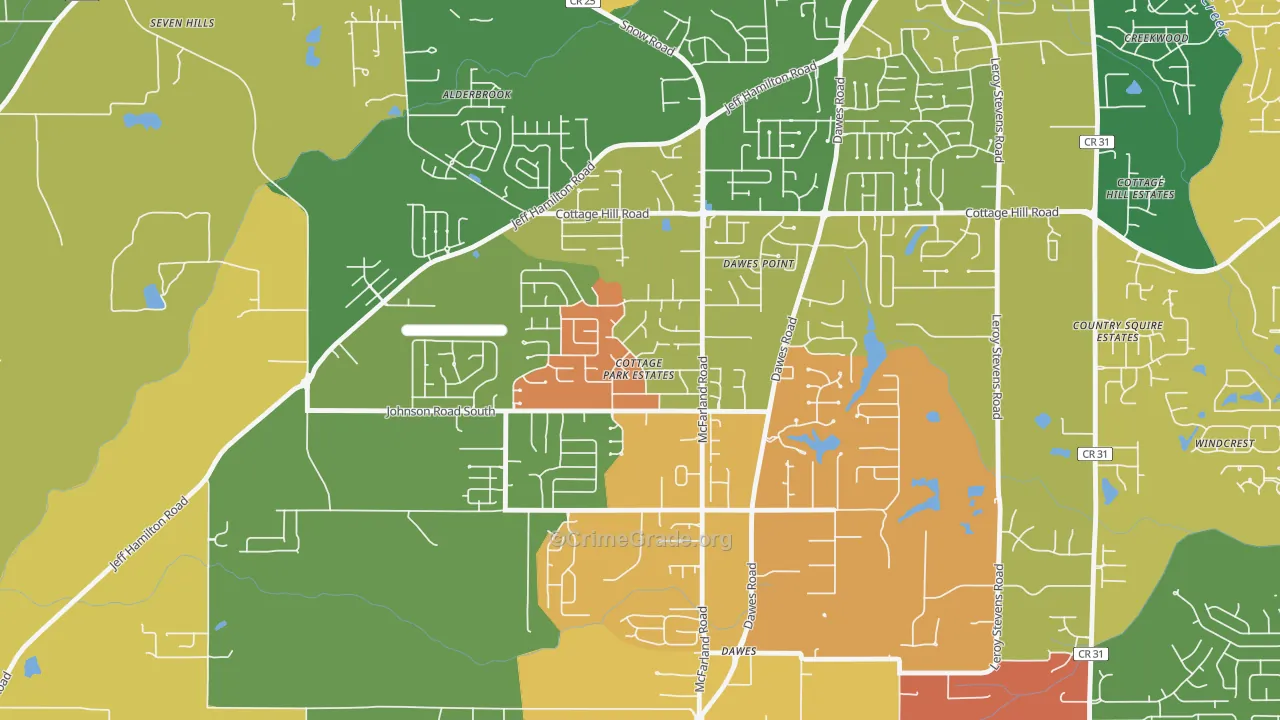 Cottage Park, Mobile, AL Map of Arson Rates