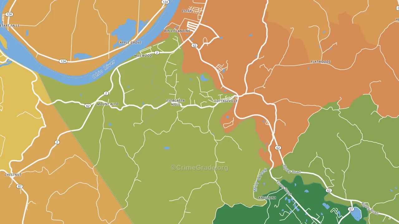 Cottageville, WV Map of Arson Rates