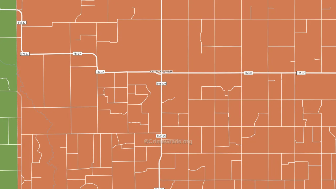 Cotton Center, TX Map of Arson Rates