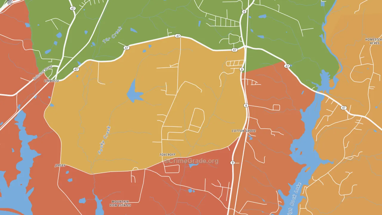 Cotton Grove, NC Map of Arson Rates