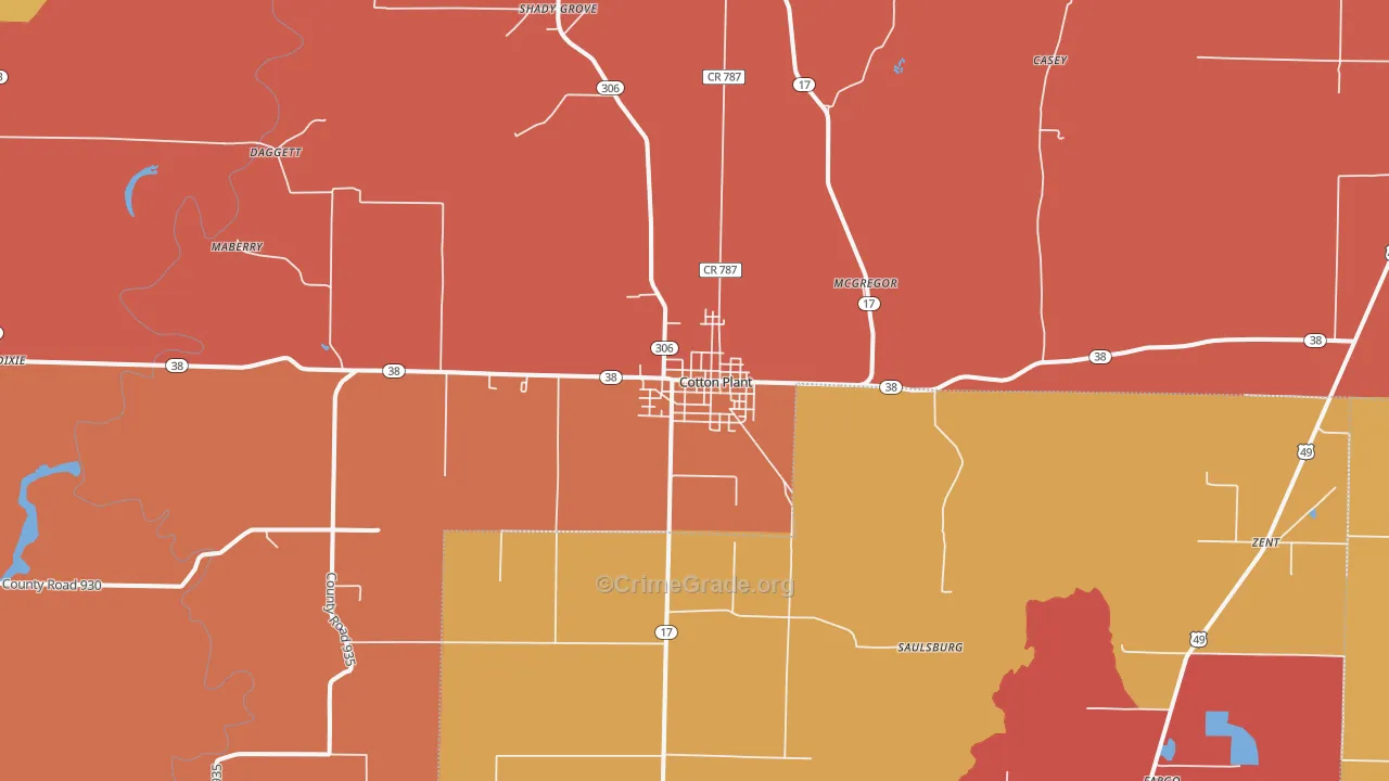 Cotton Plant, AR Map of Arson Rates