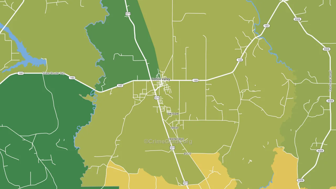 Cotton Valley, LA Map of Arson Rates