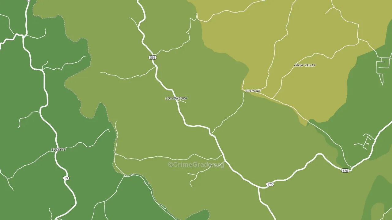 Cottonburg, KY Map of Arson Rates
