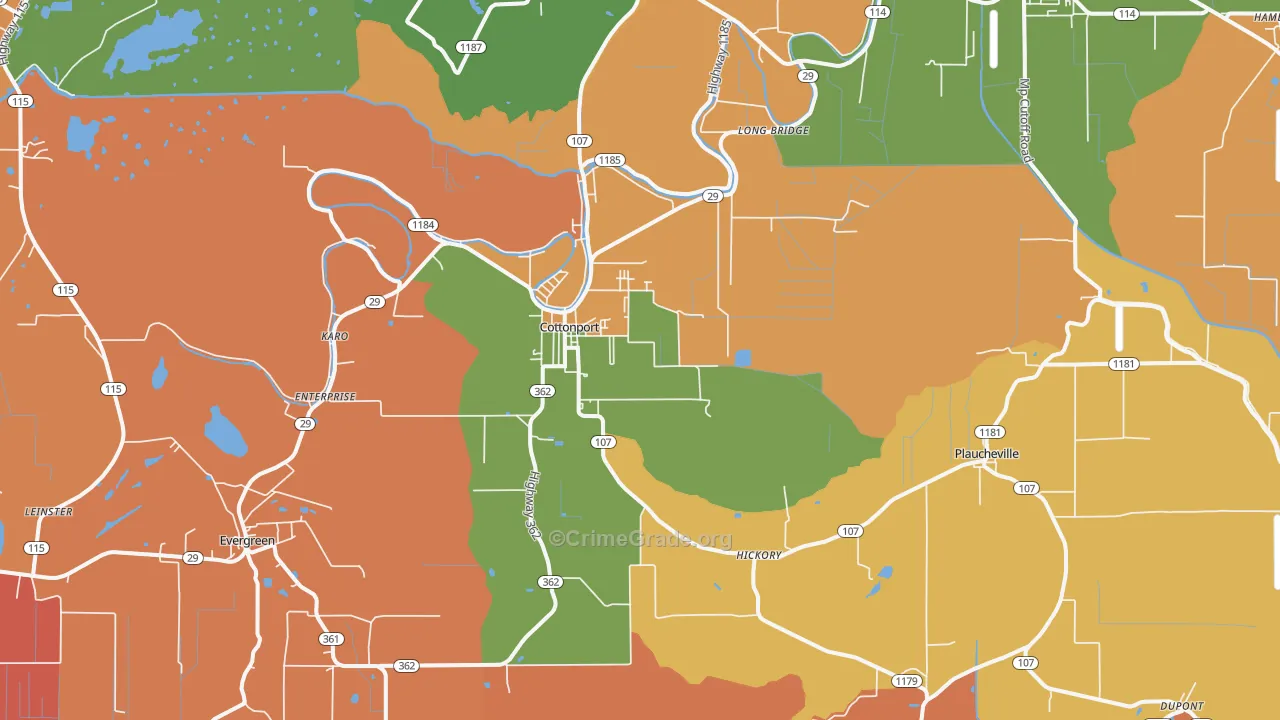 Cottonport, LA Map of Arson Rates