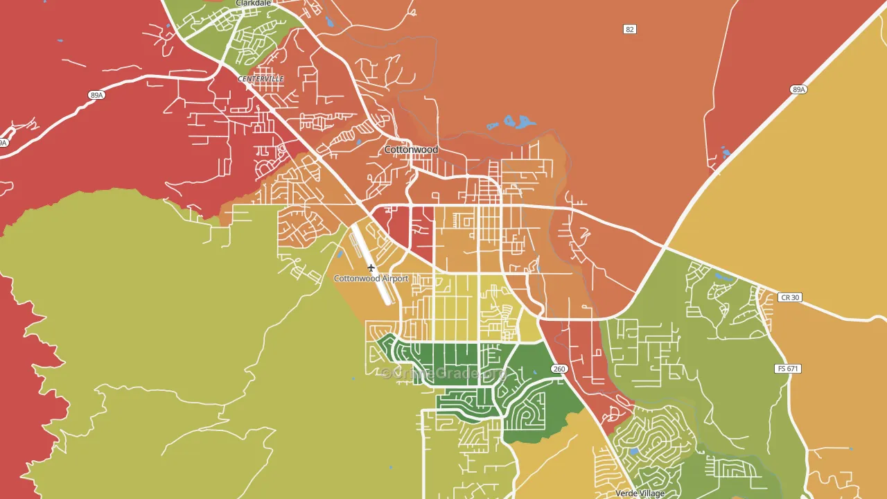 Cottonwood, AZ Map of Arson Rates