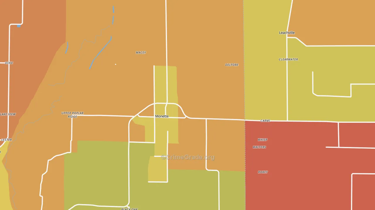 Cottonwood Corner, AR Map of Arson Rates