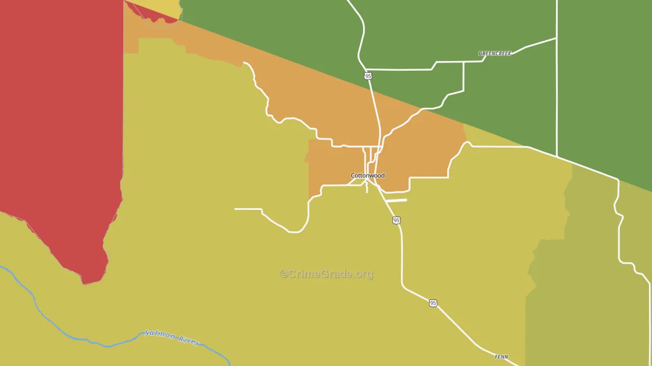 Cottonwood, ID Map of Arson Rates