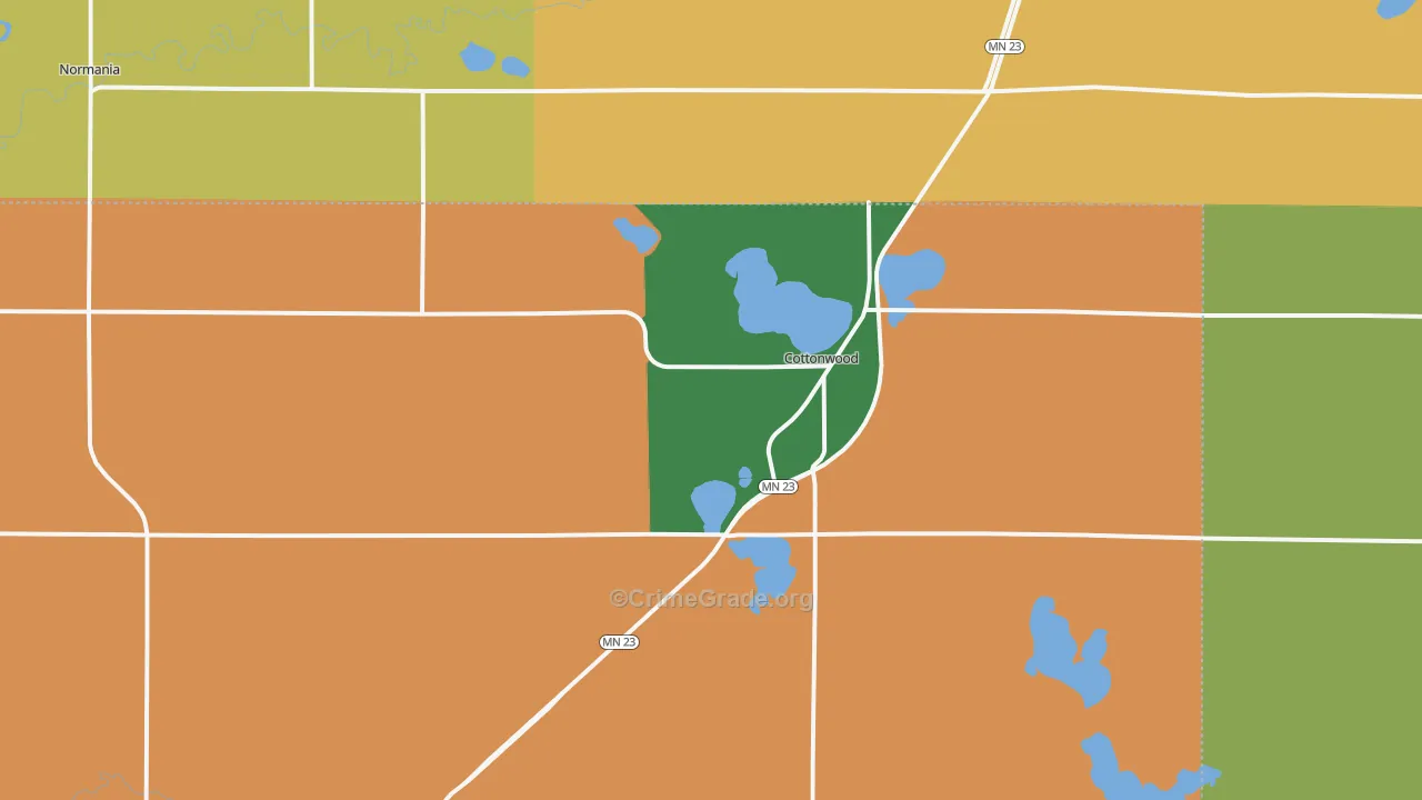 Cottonwood, MN Map of Arson Rates