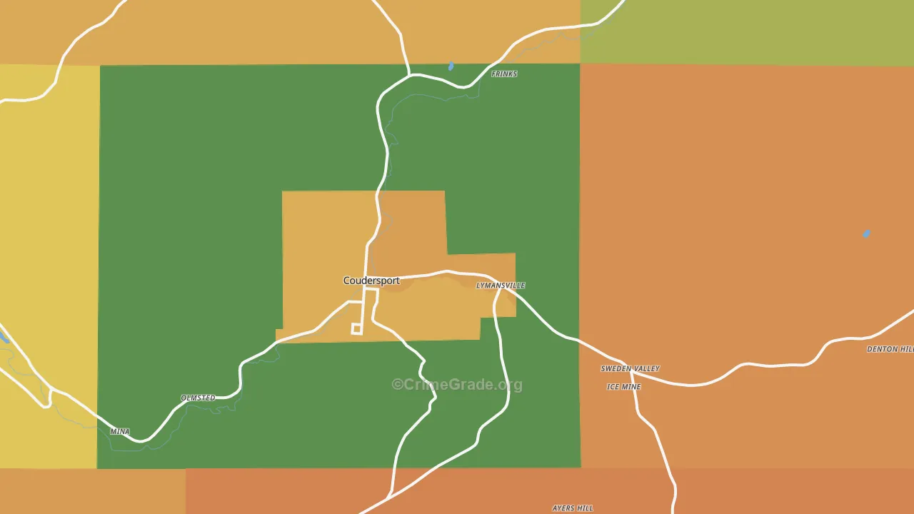 Coudersport, PA Map of Arson Rates