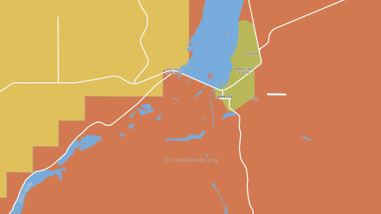 Coulee City, WA Map of Arson Rates