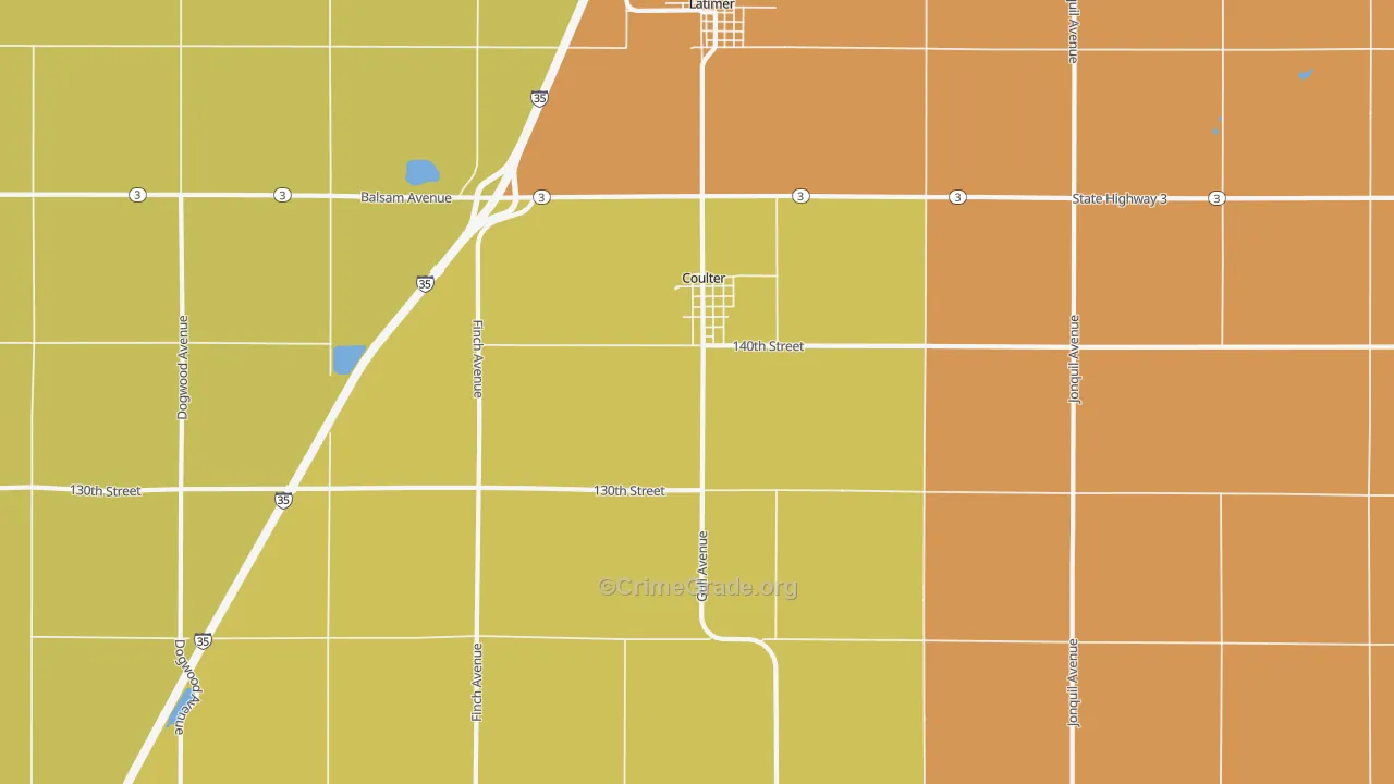 Coulter, IA Map of Arson Rates