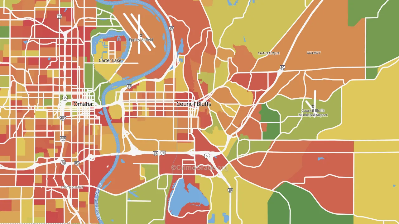 Council Bluffs, IA Map of Arson Rates