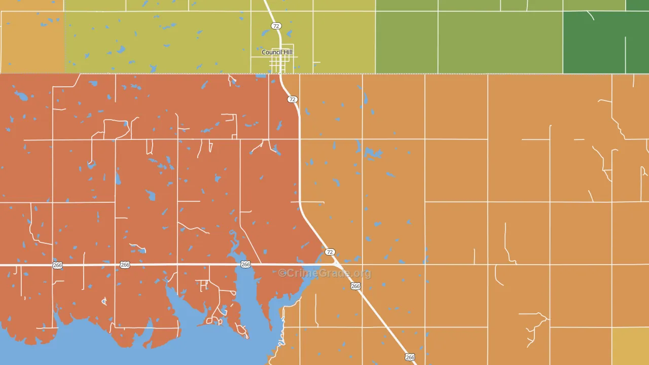 Council Hill, OK Map of Arson Rates