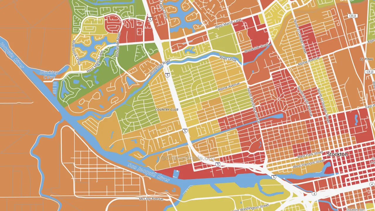 Country Club, CA Map of Arson Rates