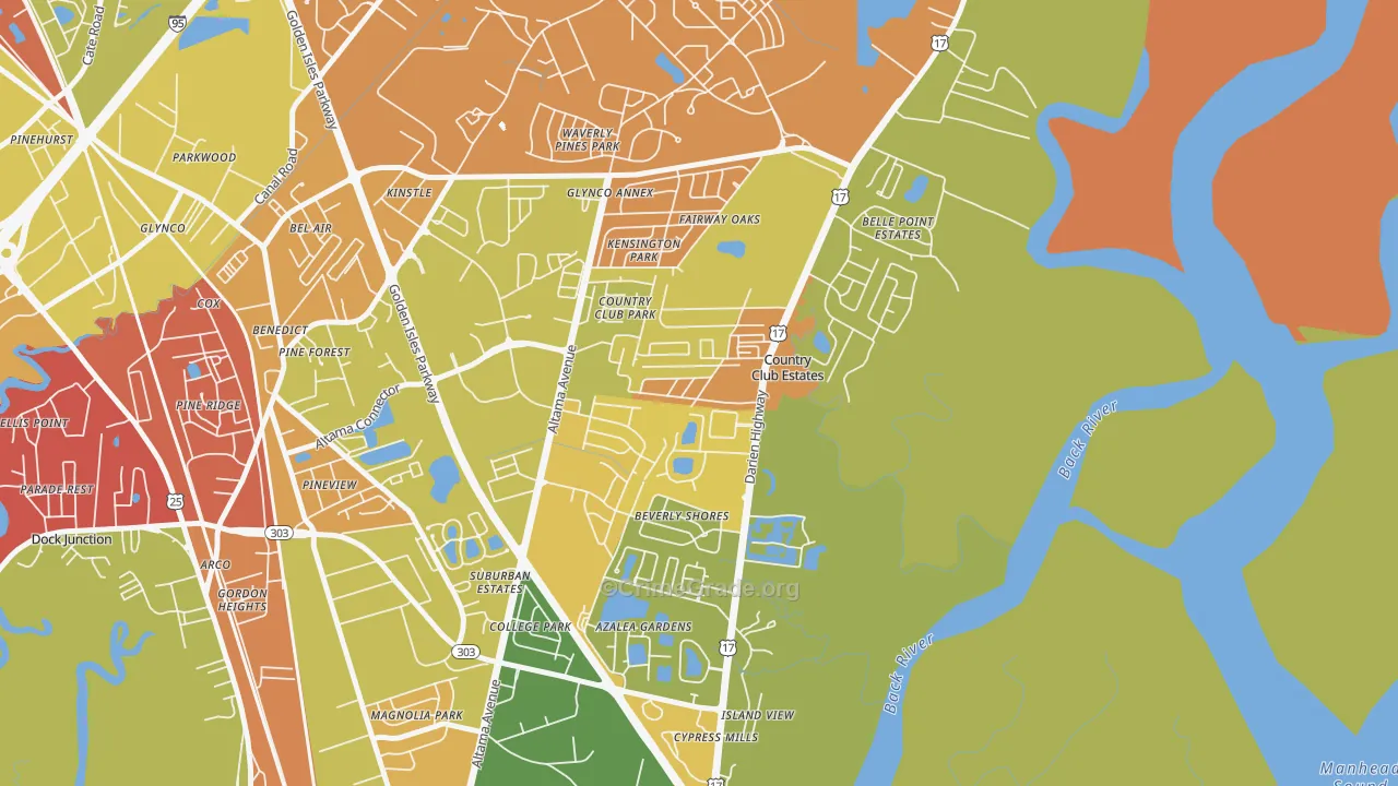 Country Club Estates, GA Map of Arson Rates