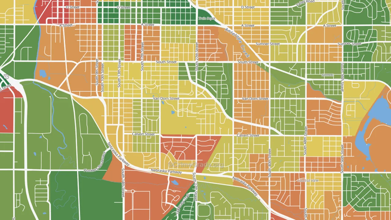 Country Club, Lincoln, NE Map of Arson Rates