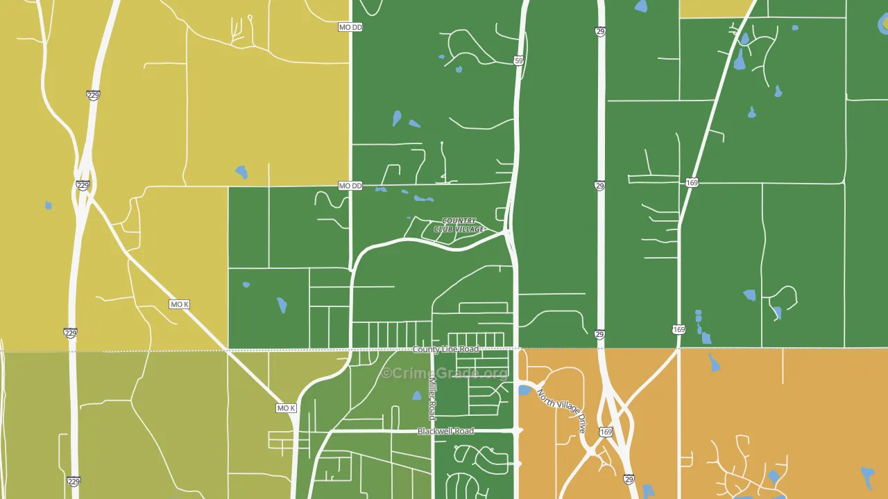 Country Club, MO Map of Arson Rates