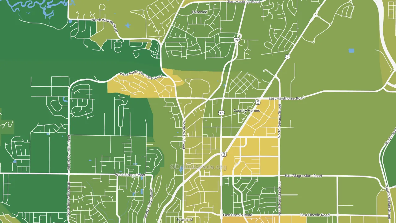 Country Homes, WA Map of Arson Rates