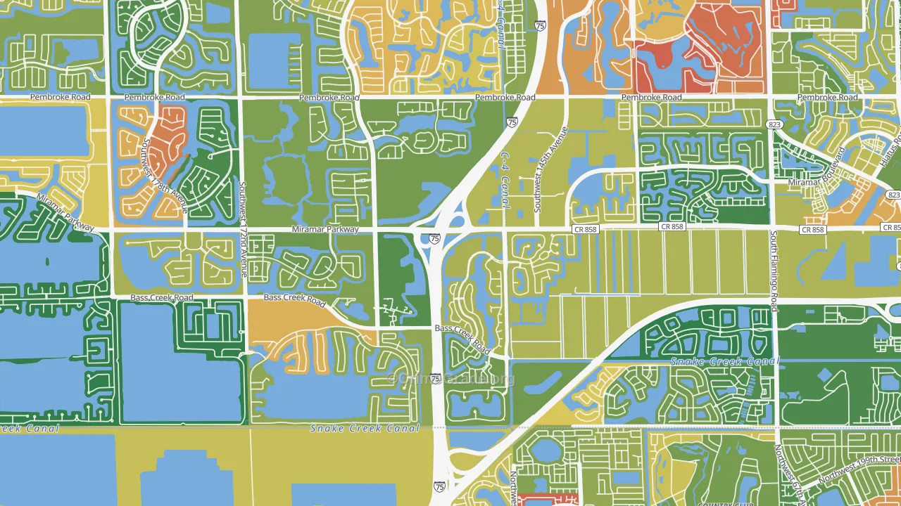 Country Lakes, Miramar, FL Map of Arson Rates
