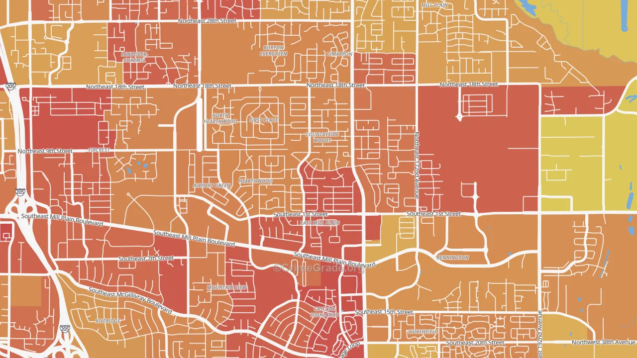 Countryside Woods, Vancouver, WA Map of Arson Rates