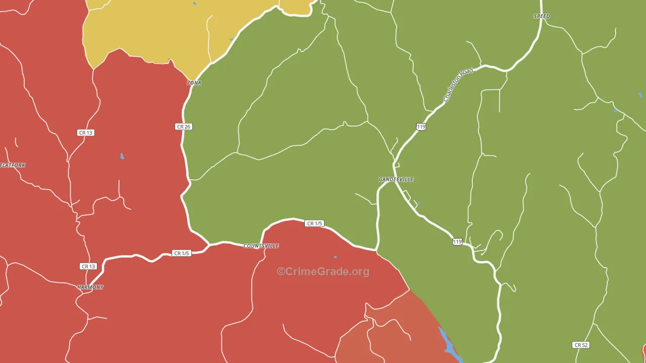 Countsville, WV Map of Arson Rates