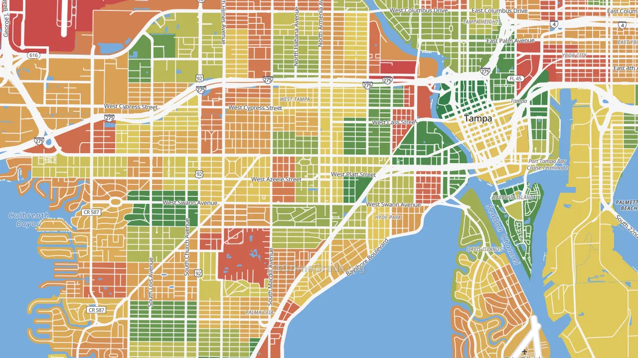 Courier City, Tampa, FL Map of Arson Rates