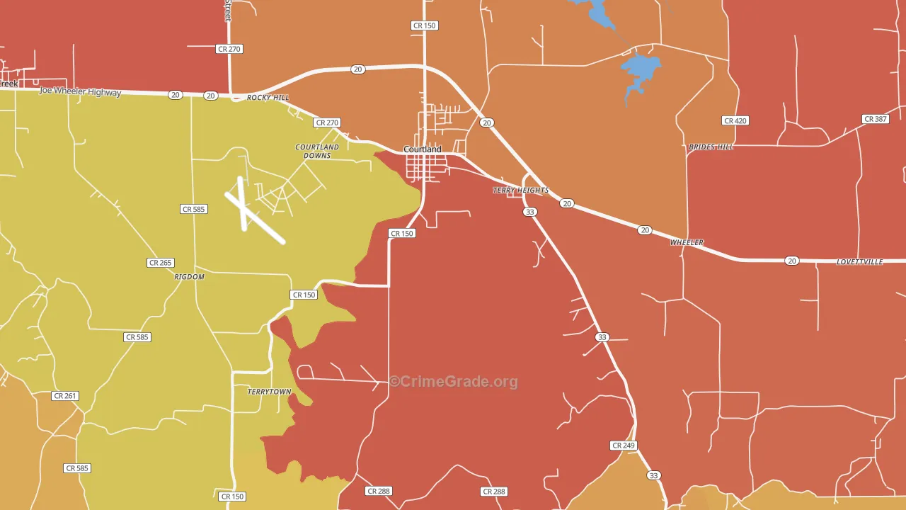 Courtland, AL Map of Arson Rates