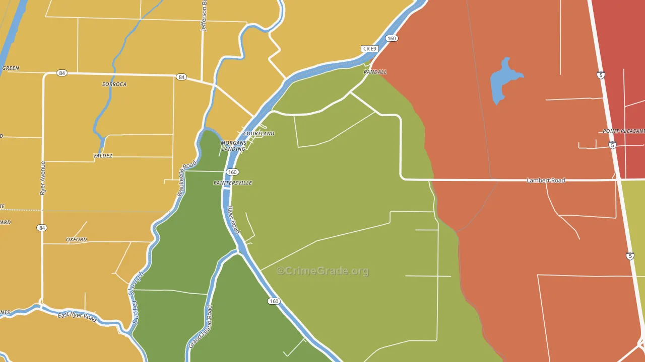 Courtland, CA Map of Arson Rates