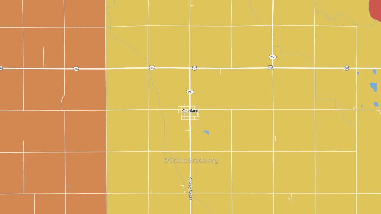 Courtland, KS Map of Arson Rates