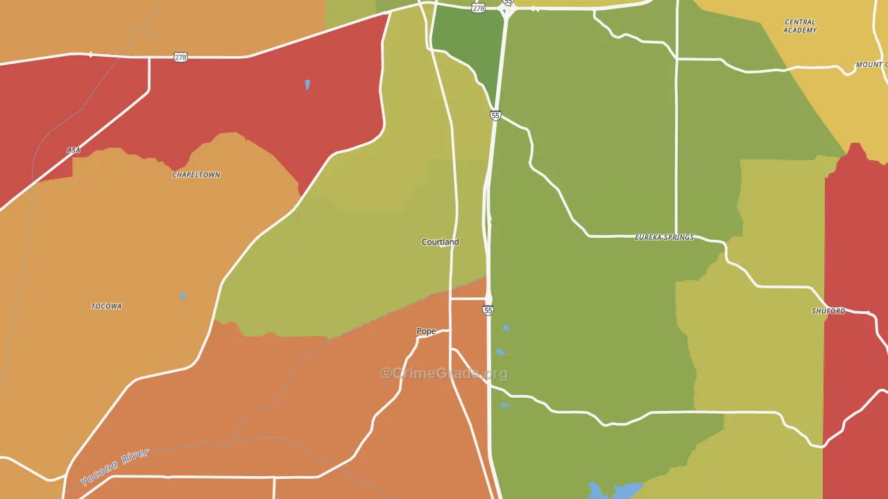 Courtland, MS Map of Arson Rates