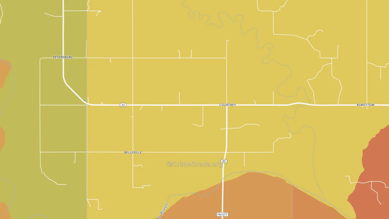 Courtney, OK Map of Arson Rates