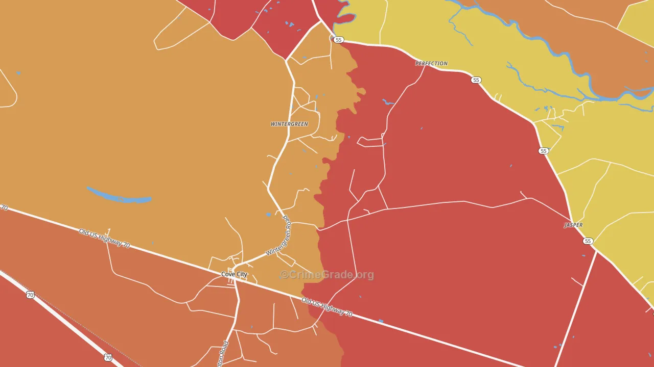 Cove City, NC Map of Arson Rates