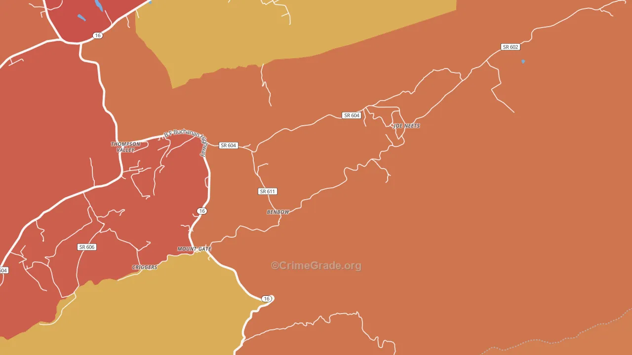 Cove Creek, VA Map of Arson Rates