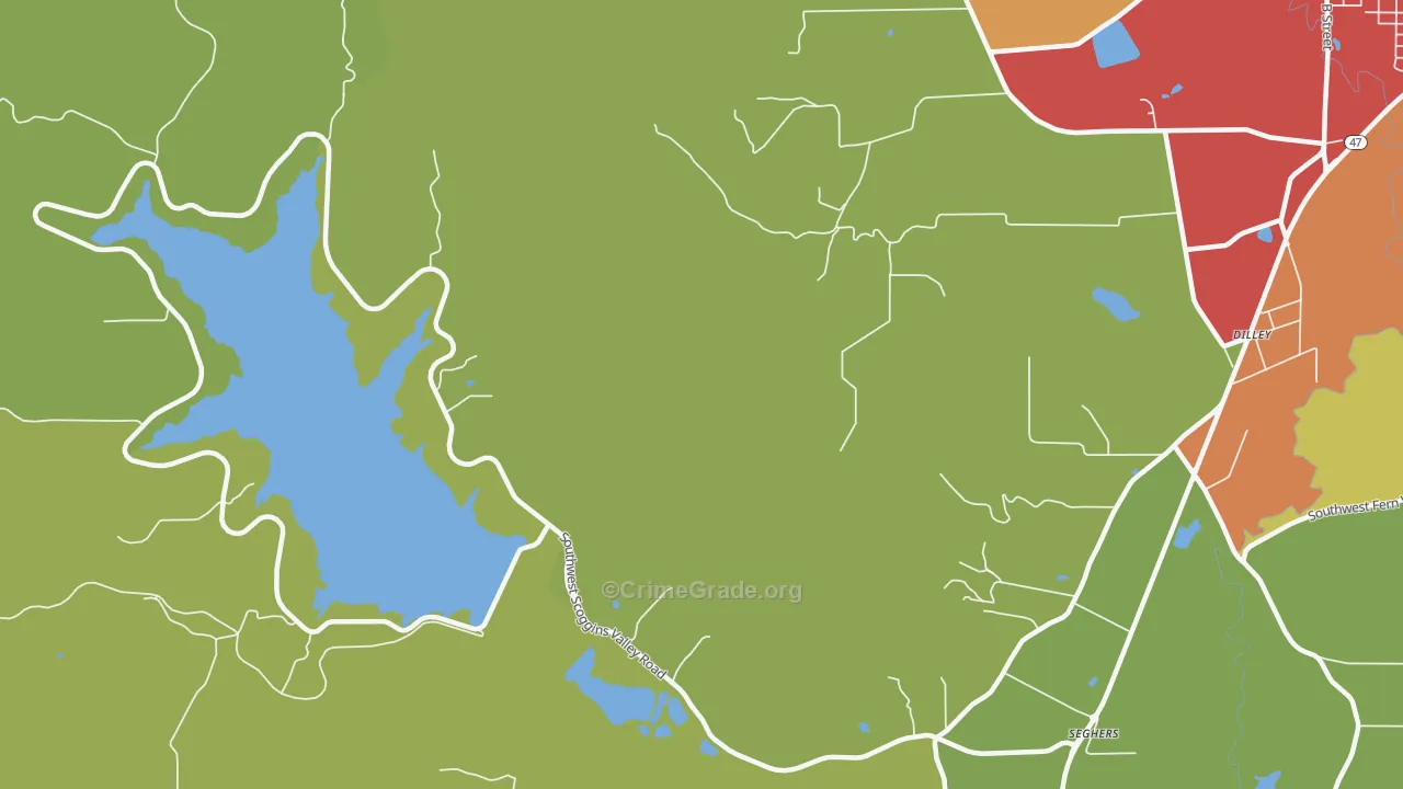 Cove Orchard, OR Map of Arson Rates