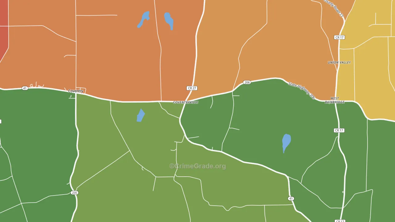 Coventryville, NY Map of Arson Rates