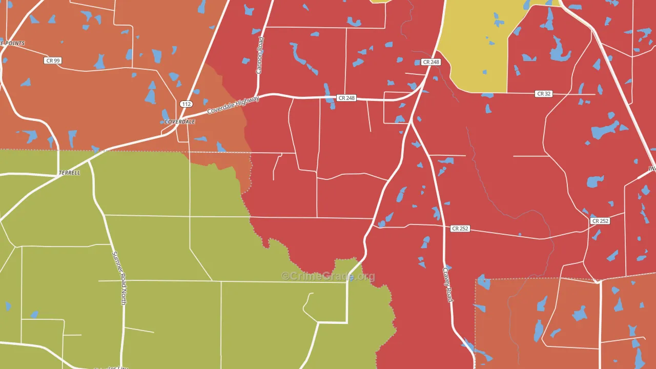 Coverdale, GA Map of Arson Rates