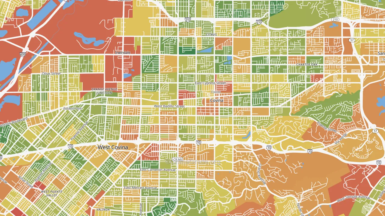 Covina-Valley, Covina, CA Map of Arson Rates
