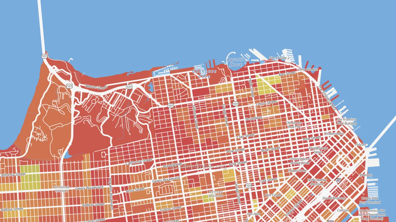 Cow Hollow, San Francisco, CA Map of Arson Rates