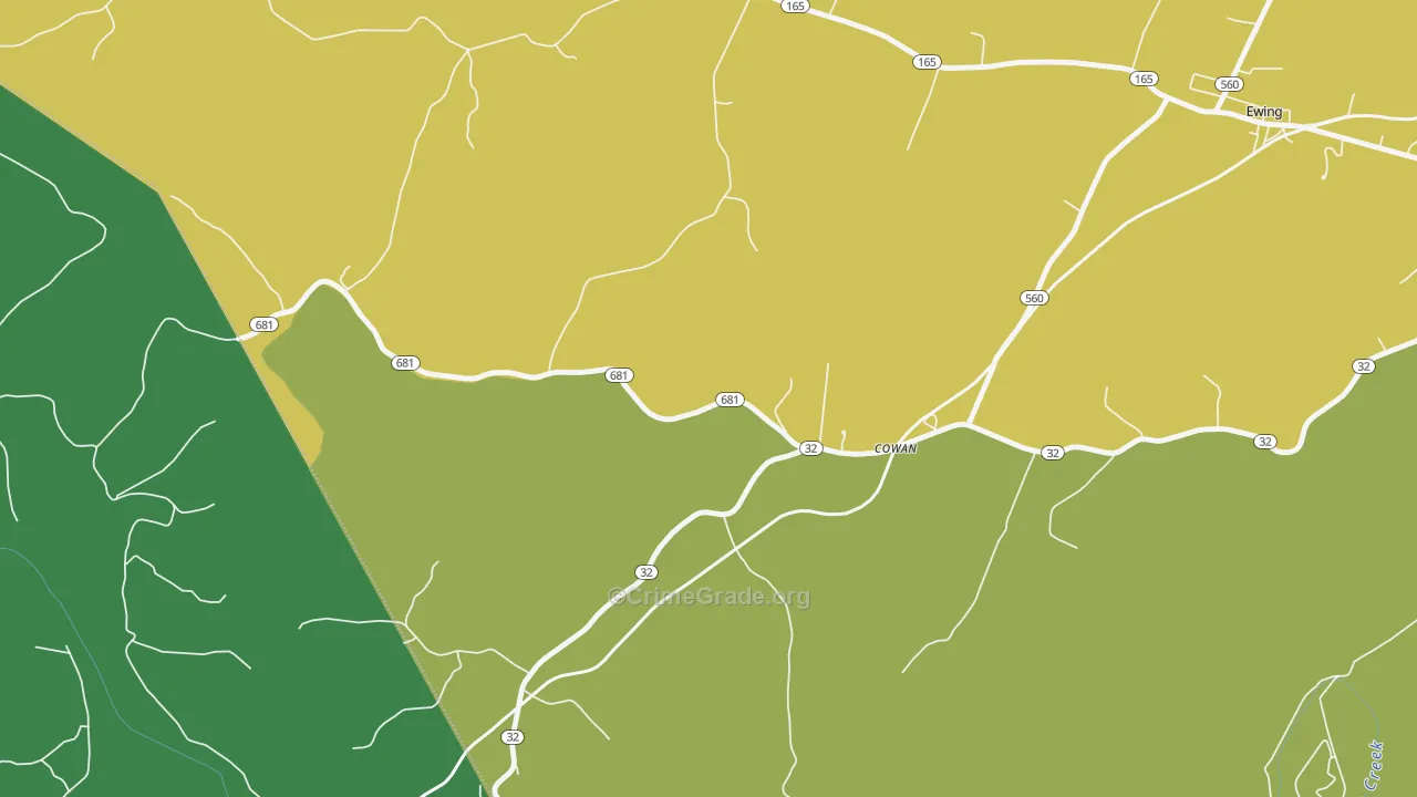 Cowan, KY Map of Arson Rates